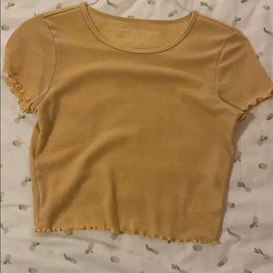 Waffle Yellow ruffled tee